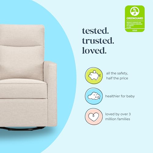 Davinci Gabby Pillowback Swivel Glider in Beach, Greenguard Gold & CertiPUR-US Certified