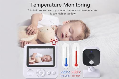 AnKeKe Baby Monitor with Camera and Audio, No WiFi Baby Monitor with 2.8" IPS Screen, 120-Hour Battery, 1000ft Long Range, 2-Way Talk, Cry and Feeding Reminder, Night Vision