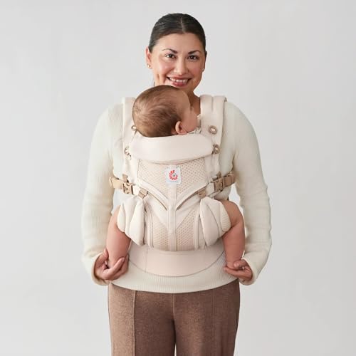Ergobaby Omni Classic Baby Carrier for Newborn to Toddlers 0-48 Months (7-45 lbs) - 4-Position Breathable Mesh Baby Carrier with Ergonomic Support - Natural Beige