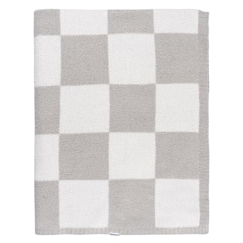 Gerber Unisex Baby Cozy Soft Silky Mink Checkerboard Grid Blanket, Tan Check, One Size