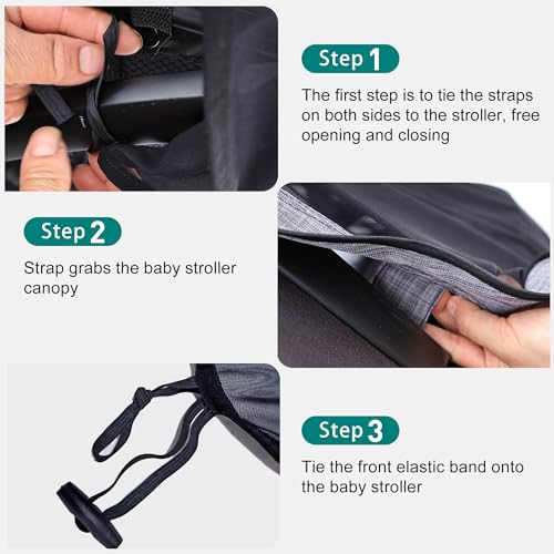 Stroller Sun Shade - Universal Stroller Sun Shade for Travel Strollers, Jogging Strollers; Baby and Toddler Travel Essential; Safely Blocks Up to 97% of UV, Easy to Install