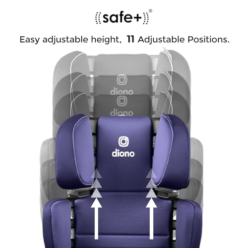 Diono Connect3 RXT 2-in-1 High Back Booster, Slim Fit 3-Across in Many Mid-Sized Sedans and SUVs, for Children from 40-120 lbs., Lightweight with Latch, Purple Wildberry