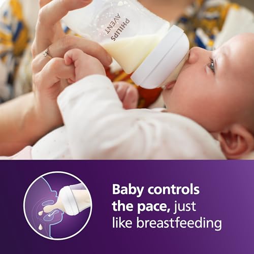 Philips Avent Natural Baby Bottles with Natural Response Nipples (Medium Flow, Flow 3), 9oz, 2-Pack, SCY903/02