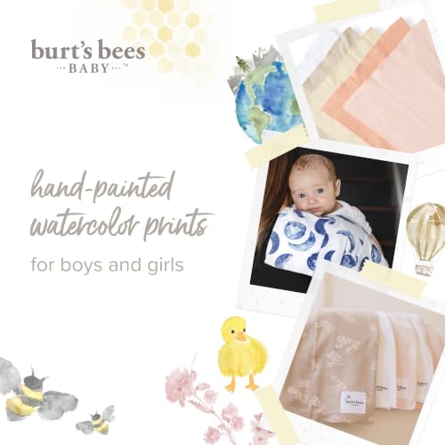 Burt's Bees Baby 100% Organic Cotton Burp Cloths, 17x11.75 in, 5-Pack