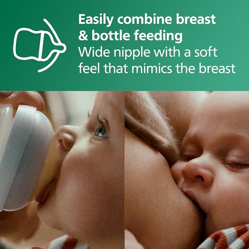 Philips Avent Natural Glass Baby Bottles with Natural Response Nipples (Slow Flow, Flow 2), 4oz, 4-Pack, SCY910/04