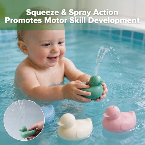 haakaa Dinky Splash Duck Silicone Baby Bath Toy, Detachable & Mold Free Food Grade Silicone Bath Ducks Toys, BPA-Free Squeeze Bathtub Toys,Floating Bath Tub Toys for Babies 6m+