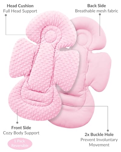 Generic Infant Insert Compatible with Mamaroo Swing & Graco Swing and Infant Car Seat, Newborn Insert Baby Head Body Support, Reversible Design, Breathable Soft Fabric, 1Pcs - Dots, Pink