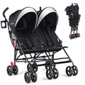 BABY JOY Double Umbrella Stroller, Lightweight Travel Side by Side Twin Stroller with Large Storage, Cup Holder, 5-Point Safety Harness, Adjustable Canopy & Compact Fold for Infant and Toddler (Black)