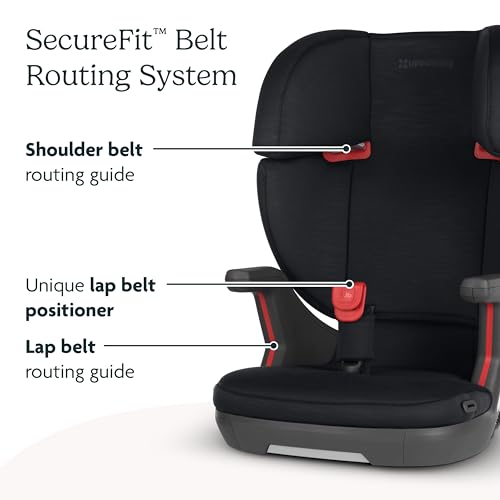 UPPAbaby Alta V2 High Back Booster Seat/Seven-Position, Active Support Headrest for Growing Children/SecureFit Integrated Belt Guide + Positioner/Cup Holder Included/Jake (Black Mélange)
