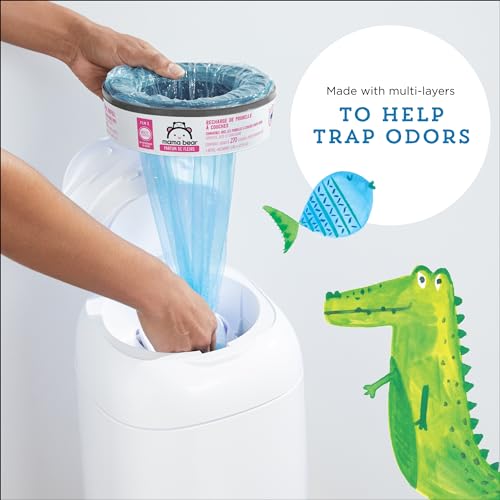 Amazon Brand - Mama Bear Blossoms Scented Diaper Pail Refills for Diaper Genie Pails with Odor Elimination, 2160 Count (8 Packs of 270 Count)