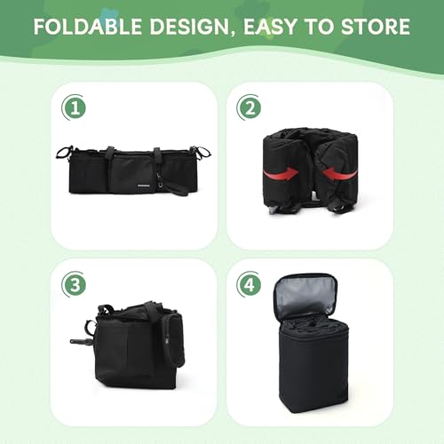 Double Stroller Organizer for Bob Duallie with 2 Insulated Cup Holders & Cooler Bag, Baby Jogger City Mini Gt2 Jeep Double Stroller Caddy Accessories, Universal Parent Console Stroller Organizer