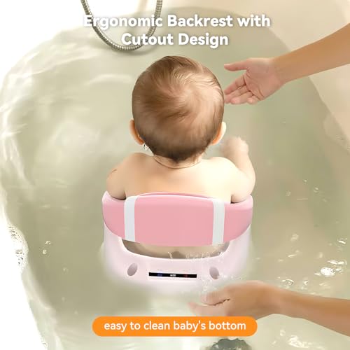 Baby Bath Seat for Babies 6 Months & Up - 360° Protection Bath Seats for Babies Sitting Up | Baby Bath Chair with Temperature Alert & Cushion | Toddler Bath Seat Newborn Infants Baby Bathtub Seat