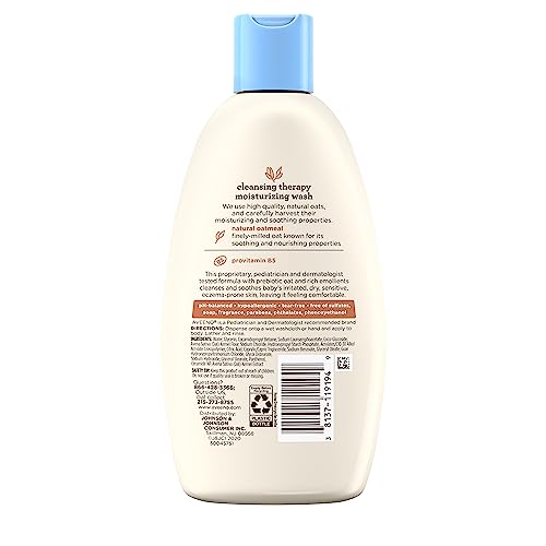 Aveeno Baby Cleansing Therapy Moisturizing Baby Body Wash with Natural Oatmeal & ProVitamin B5, Gentle Tear-Free Baby-Bath Wash for Sensitive & Eczema-Prone Skin, Hypoallergenic, 8 oz (Pack of 2)