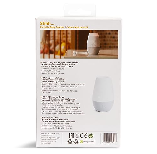 Munchkin Shhh… White Noise Sound Machine, Baby Sleep Soother with Night Light, Portable for Travel or Nursery, White/Grey