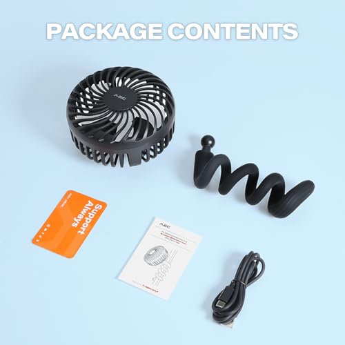 A2C Portable Stroller Fan [Rechargeable 4000mAh Battery, 3 Speeds, Flexible Base] Rotatable Travel Essentials for Handle Bar, Handheld Personal Cooling Fans for Gym Treadmill Peloton Bike/Camping/Gift
