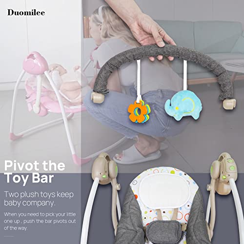 DUOMILEE Baby Electric Swing,Soothing Portable Swing with Intelligent Music Vibration Box,Comfort Swing for Infant Load Resistance: 6-25 lb, Applicable Object: 0-9 Months for Infants.