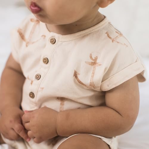 Burt's Bees Baby Baby Boys Short Sleeve Rompers, 100% Organic Cotton One-Piece Coverall and Layette Set