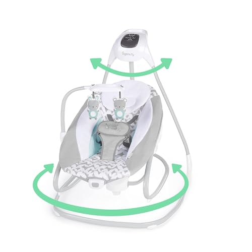 Ingenuity 2-in-1 SimpleComfort Lightweight Compact 6-Speed Multi-Direction Baby Swing & Rocker, Vibrations & Nature Sounds, 0-9 Months 6-20 lbs (Raylan)
