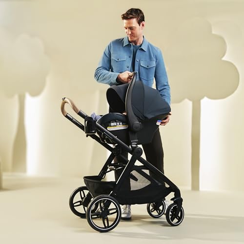 Maxi-Cosi Zelia Pro 5-in-1 Travel System with Mico Pro Infant Car Seat and Baby Stroller Combo, Reversible Seat, Large Wheels, Adjustable Handle, Newborn to Toddler, Lightweight, Caspian Caviar