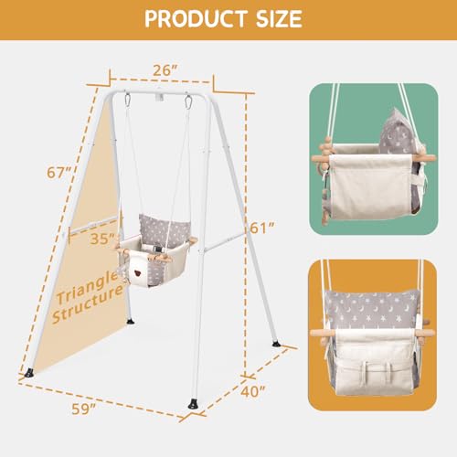 2 in 1 Baby Jumper with Toddler Swing, Baby Jumpers and Bouncers,Indoor Outdoor Toddler Swing Set, Cotton