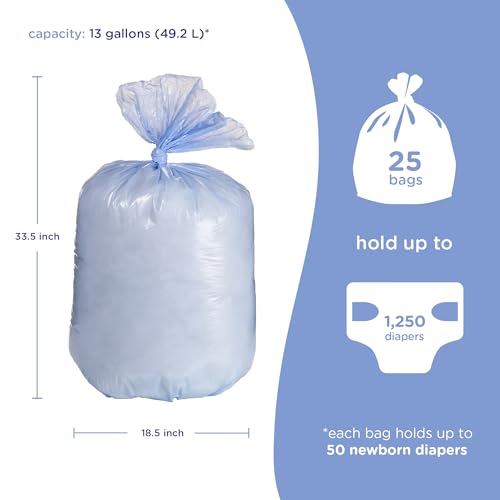 Ubbi Diaper Pail Plastic Bags, 13-Gallon Capacity, Single Pack, 25 Count