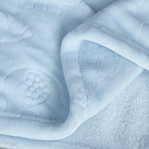 BORITAR Fleece Baby Blanket with 3D Elephant Design for Boys Girls, Ultra Soft Cozy Receiving Blanket for Newborn Infant Toddler, Fluffy Blanket for Crib, Stroller (30x40 Inches, Light Blue)