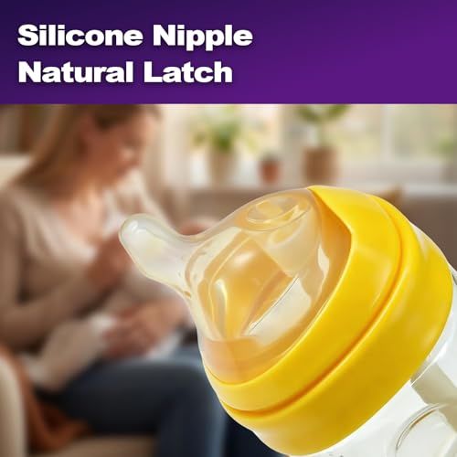 PPSU Baby Bottles for Newborns, Anti-Colic Wide Neck Breastfeeding Bottle with Angled Silicone Nipple, Natural Latch, BPA-Free, Heat Resistant, 5oz & 8oz, 0-6 Months, 3 Nipples