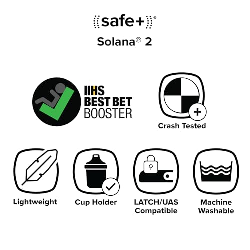 Diono Solana 2 XL 2022, Dual Latch Connectors, Lightweight Backless Belt-Positioning Booster Car Seat, 8 Years 1 Booster Seat, Pink