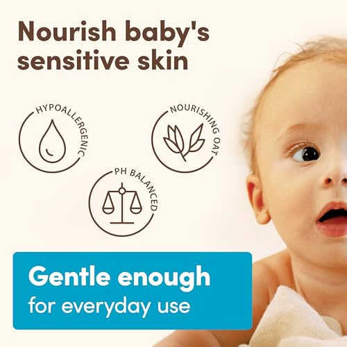 Aveeno Baby Daily Moisture Body Lotion for Sensitive Skin, Hypoallergenic Moisturizing Baby Lotion with Nourishing Oatmeal to Deeply Moisturize Baby's Skin, Fragrance-Free, 12 fl. oz