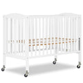 Dream On Me Folding Full Size Convenience Baby Crib with Durable Metal Wheels, Portable Space-Saving Design, 2 Adjustable Heights, Easy Fold Flat Storage, GREENGUARD Gold & BSA Certified, White
