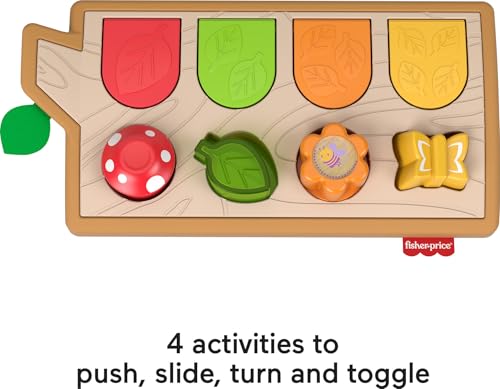 Fisher-Price Baby Toy Hide & Peek Pop-Up Animal-Themed Sensory Activity with Wood Accents & Sounds for Ages 9+ Months