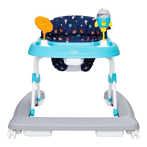 Smart Steps Trend Activity Walker and Entertainer with Removeable Toys, Large Tray, Cup Holder, Adjustable Height and Flat Fold Frame for Storage, Ages 6 Months +, Space Walk Navy