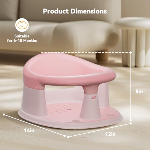 Baby Bath Seat for Babies 6 Months & Up - 360° Protection Bath Seats for Babies Sitting Up | Baby Bath Chair with Temperature Alert & Cushion | Toddler Bath Seat Newborn Infants Baby Bathtub Seat