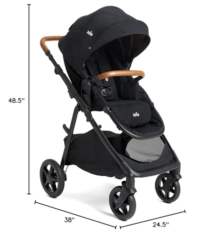 Joie Ginger and Mint Latch Travel System – 4-in-1 Travel System with Base-Free Infant Car Seat & Stroller, Built-in Latch for Easy Install and an Included All-Terrain Stroller (Shale Dark)