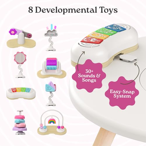 Little Acorn, 4-in-1 Baby Activity Center | Montessori-Inspired Design | 8 Interactive Toys | Tummy Time, Exersaucer & Toddler Table | Shower Gift | Essential (Rainbow)