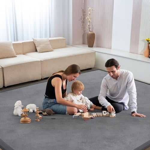 ILPEOD Baby Play Mat for Floor Nursery Rug Muscle Mat Area Rug Playroom Rug 50"x50" Playpen Mat Elastic Foam 1.3" Thick Crawling Mat for Babies,Toddlers, Infants, Kids,Grey