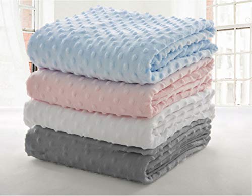 American Baby Company Heavenly Soft Chenille Receiving Blanket (30" x 40"), 2-Layer Design with Minky Dot & Silky Satin, Pink, for Boys and Girls
