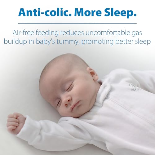 Dr. Brown's Natural Flow Anti-Colic Options+ Narrow Baby Bottle, Blue Nature, 8 oz/250 mL, with Level 1 Slow Flow Nipples, 0m+, 4 Pack
