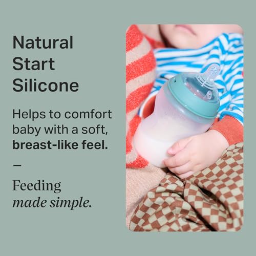 Tommee Tippee Natural Start Anti Colic 9 oz BPA Free Silicone Baby Bottles, 0+ Months, Silicone Feels Like Mother's Skin, Slow Flow Breast-Like Nipple, Clear, Pack of 2