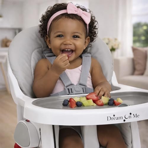 Dream On Me Portable 2-in-1 Tabletalk High Chair, Convertible Compact High Chair, Light Weight Portable Highchair, Grey