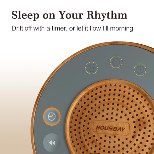 Housbay White Noise Machine with 31 Soothing Sounds, 5W Loud Stereo Sound, Auto-Off Timer, Adjustable Volume, Sleep Sound Machine for Baby, Kid, Adult -Wood Grain