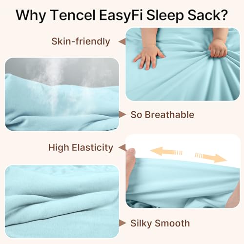 Supersoft Rayon Made from Bamboo Sleep Sack 6-12 Months 0.5 Tog Lightweight Toddler Sleep Sack Baby Wearable Blanket with 2-Way Zipper Summer Unisex Sleeping Bag for Babies (2 Pack) Blue & Gray