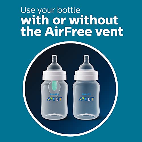 Philips Avent Anti-Colic Baby Bottle, Fast Flow 3 Nipple, 3m+, 11oz, 2 Pack, Clear, BPA-Free, SCY106/02