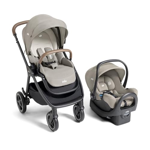 Joie Baby, Kava 3-in-1 Stroller and Mint Latch Car Seat Travel System with Reversible Seat, All-Wheel Suspension, and Flex in-Seat Comfort (Dove)