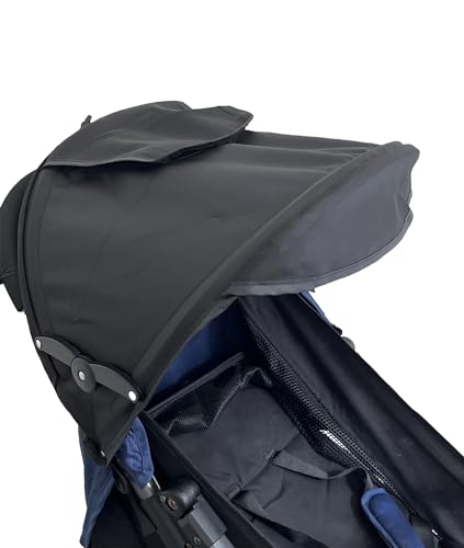 Universal Stroller Canopy Stroller Replacement Parts Shade Umbrella Stroller Canopy with Attachment Retractable Pram Sun Shade with Mesh Window Storage Pocket Adjustable