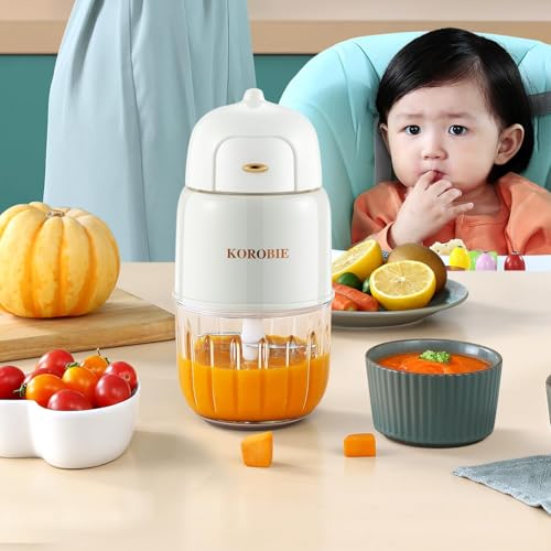 KOROBIE Baby Food Maker - Mini, White; Baby Food Processor for Fresh & Nutritious Meals; Blends Fruits, Veggies, Meats; Easy to Use & Clean; BPA-Free, Dishwasher Safe