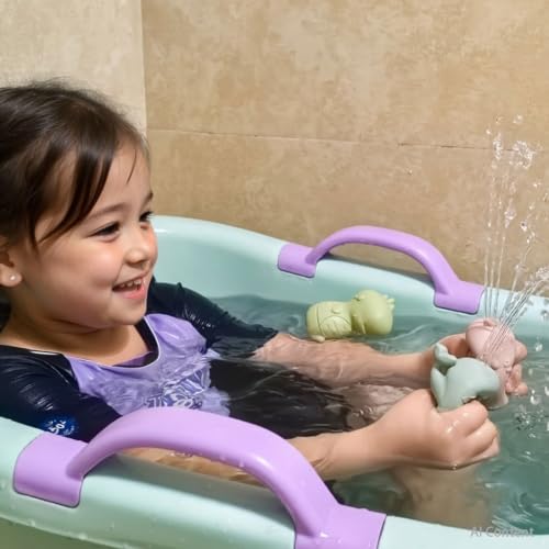 Ginbear Silicone Baby Bath Toys, Non-Toxic Mold Free Infant Squirty Bathtub Toys for Toddlers 6 Months+, Pack of 4 (Marine)