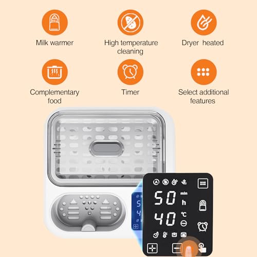 BRBLUERISE Baby Bottle Warmer,8-in-1 Smart Fast Baby Milk Warmer with LCD Timer for Breastmilk or Formula, Accurate Temperature Control, with Defrost, Sanitizer and Dryer, Keep, Heat Baby Food Jars