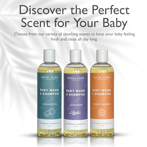SoCal Suds & Company Organic Baby Shampoo and Body Wash - 2-in-1 Castile Soap, Hypoallergenic, Sensitive Skin, Natural Soap, Toddler Shampoo, Infant, Newborn, Kids Body Wash - 12oz Sweet Orange