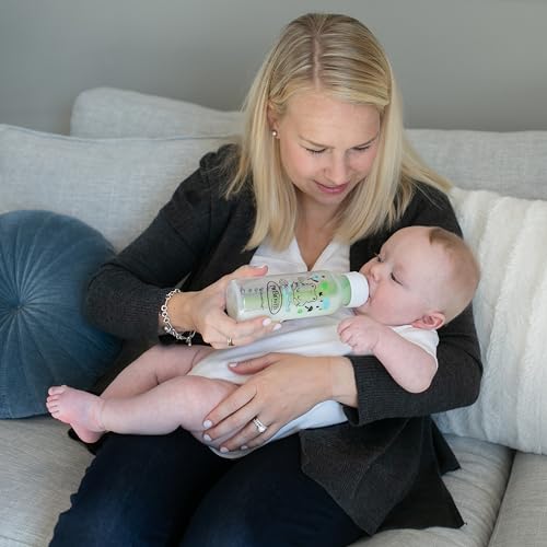 Dr. Brown's Natural Flow Anti-Colic Options+ Narrow Baby Bottle, Frog and Pig, 8 oz/250 mL, with Level 1 Slow Flow Nipple, BPA-Free, 0m+, 2-Pack